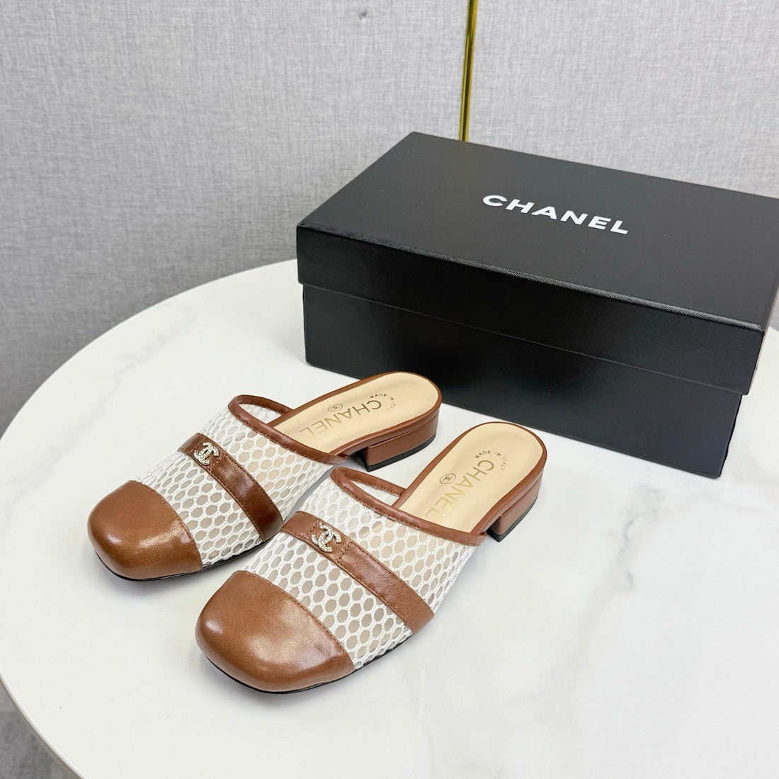CC 26S Sandal Brown Beige Mesh Sheepskin 639829