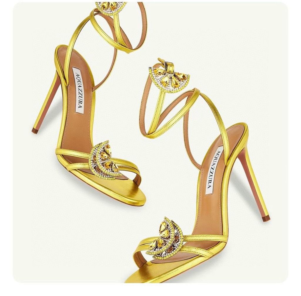 Aquazzura Slingback Heel 10CM Gold Metalic Calfskin