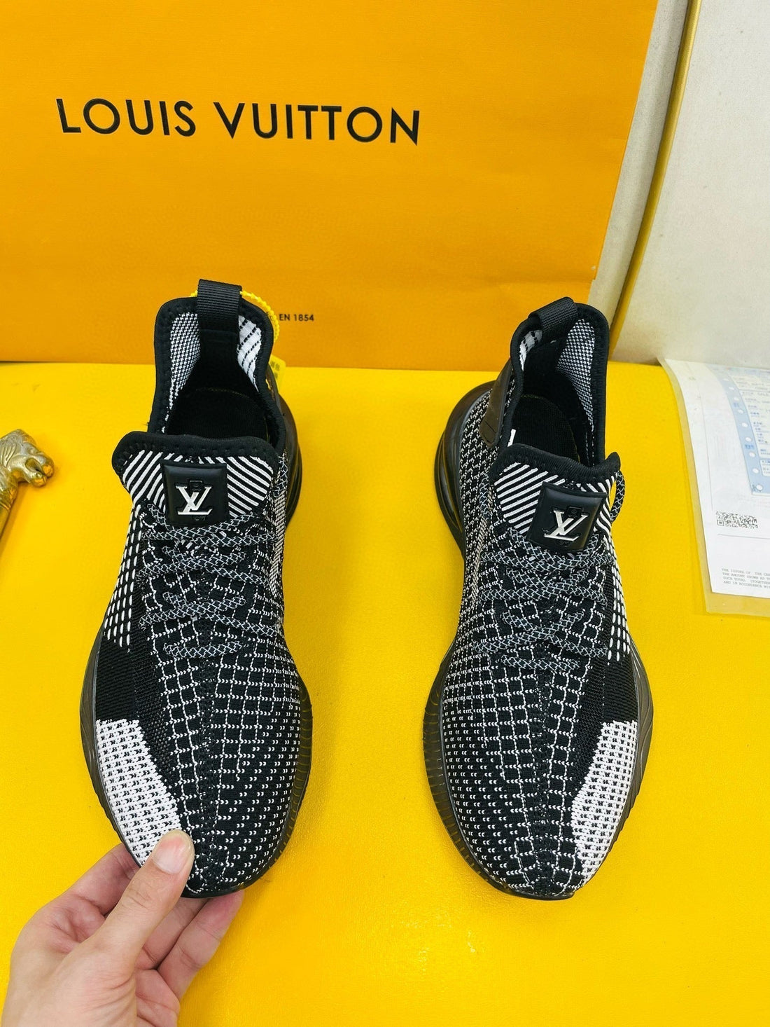 LV Sneaker In Black Breathable Mesh Fabric