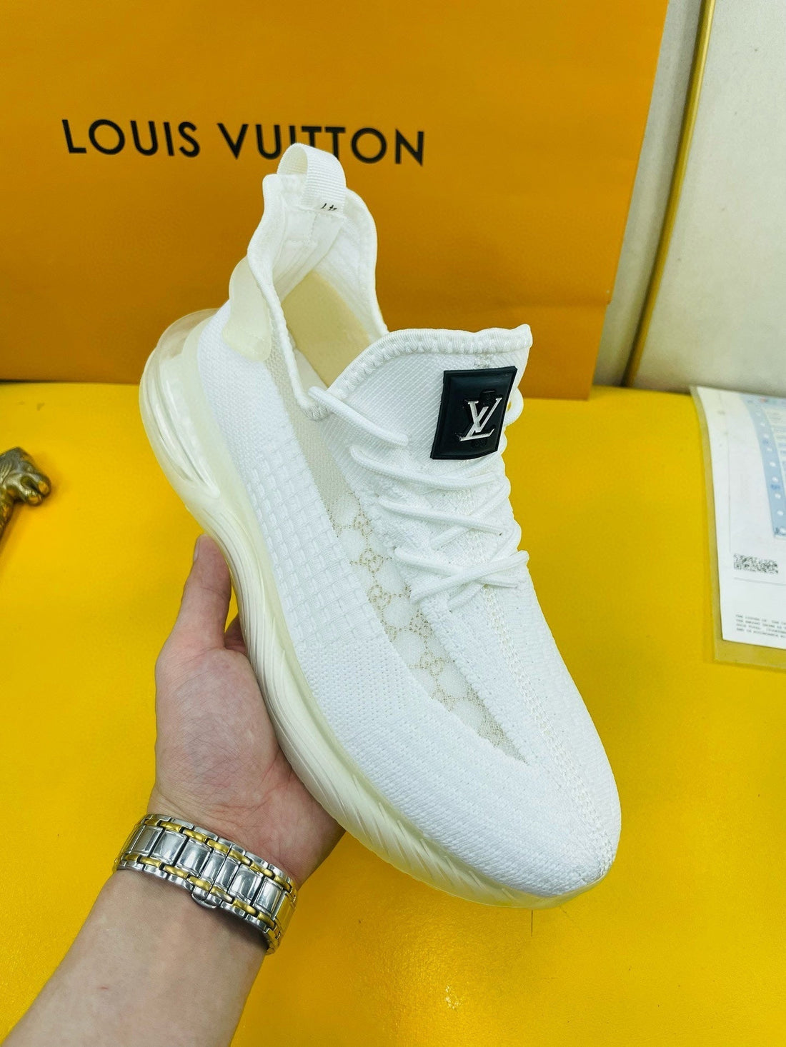LV Sneaker In White Breathable Mesh Fabric