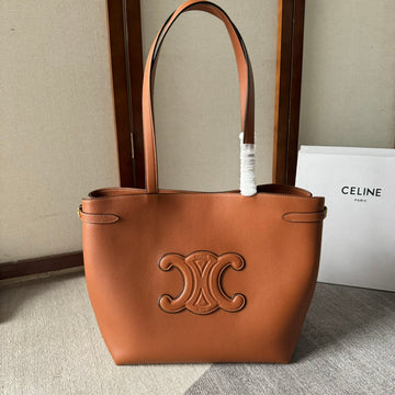 Medium Cabas Anaïs Cuir Triomphe 54 In Bronze Brown Grained Calfskin