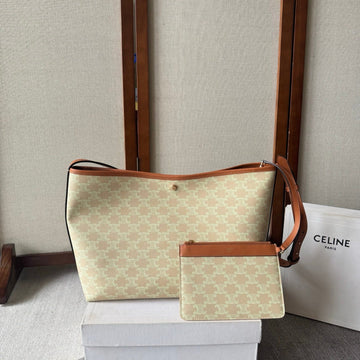 Cl Soft Shopper Bag In Triomphe Brown White Canvas And Calfskin
