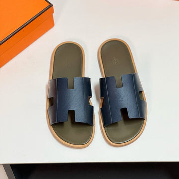 Izmir Sandal Moss Mix Bright Navy Lambskin
