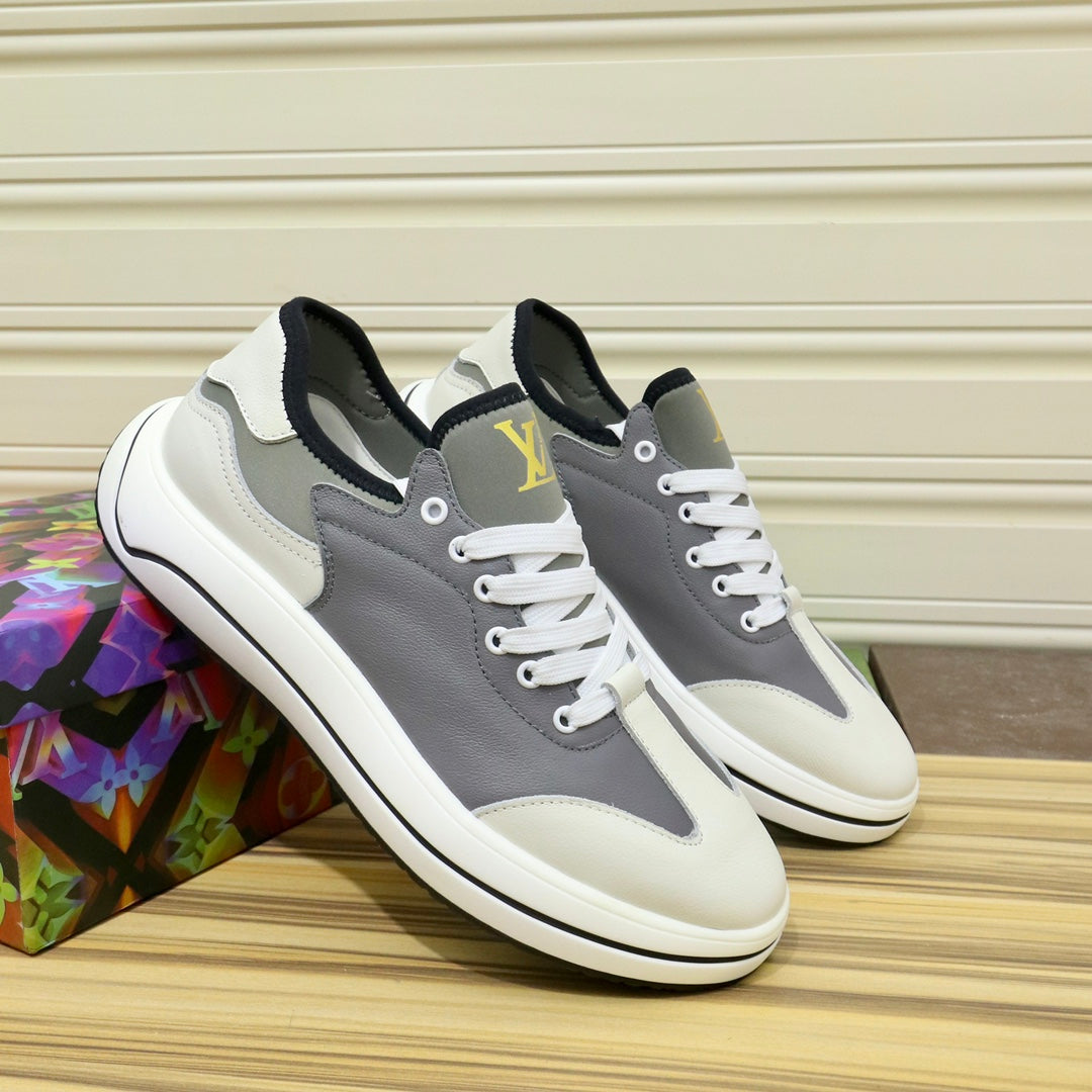 LV Sneaker White Ivory Mix Grey Calfskin