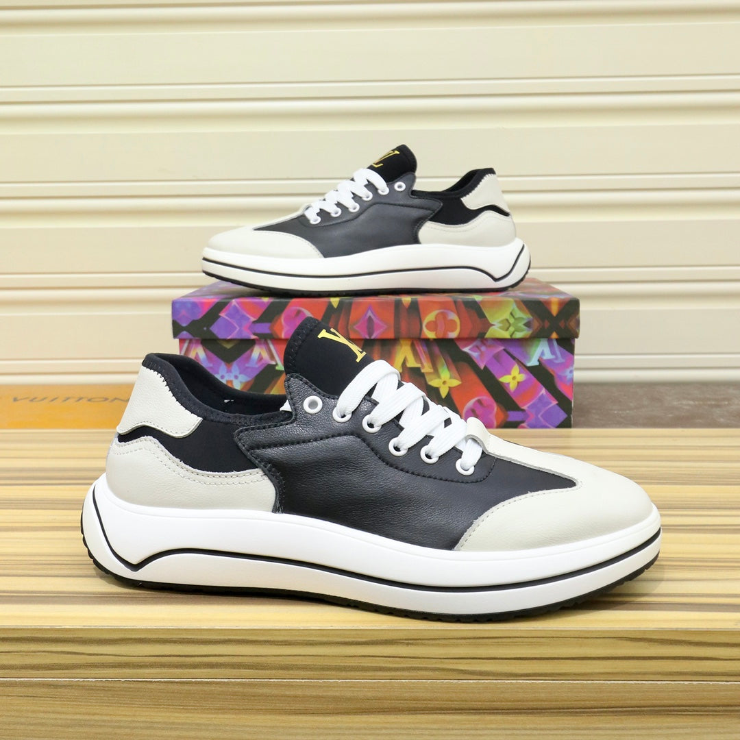 LV Sneaker Black Mix White Ivory Calfskin