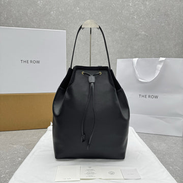 The Row 2025 Spring Backpack 38CM Black Leather Fabric