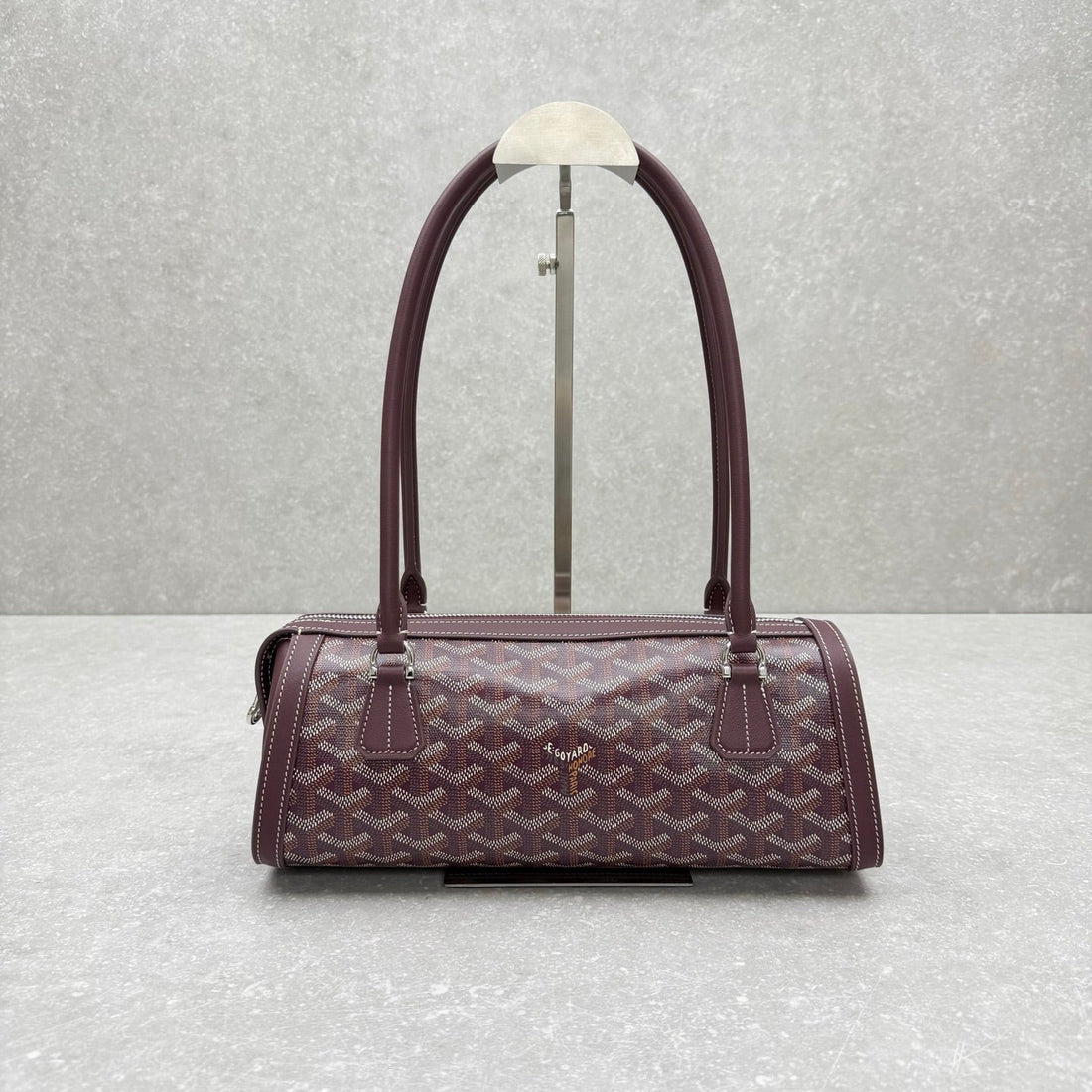 Goyard Bonbonnière Bag Burgundy Canvas Calfskin