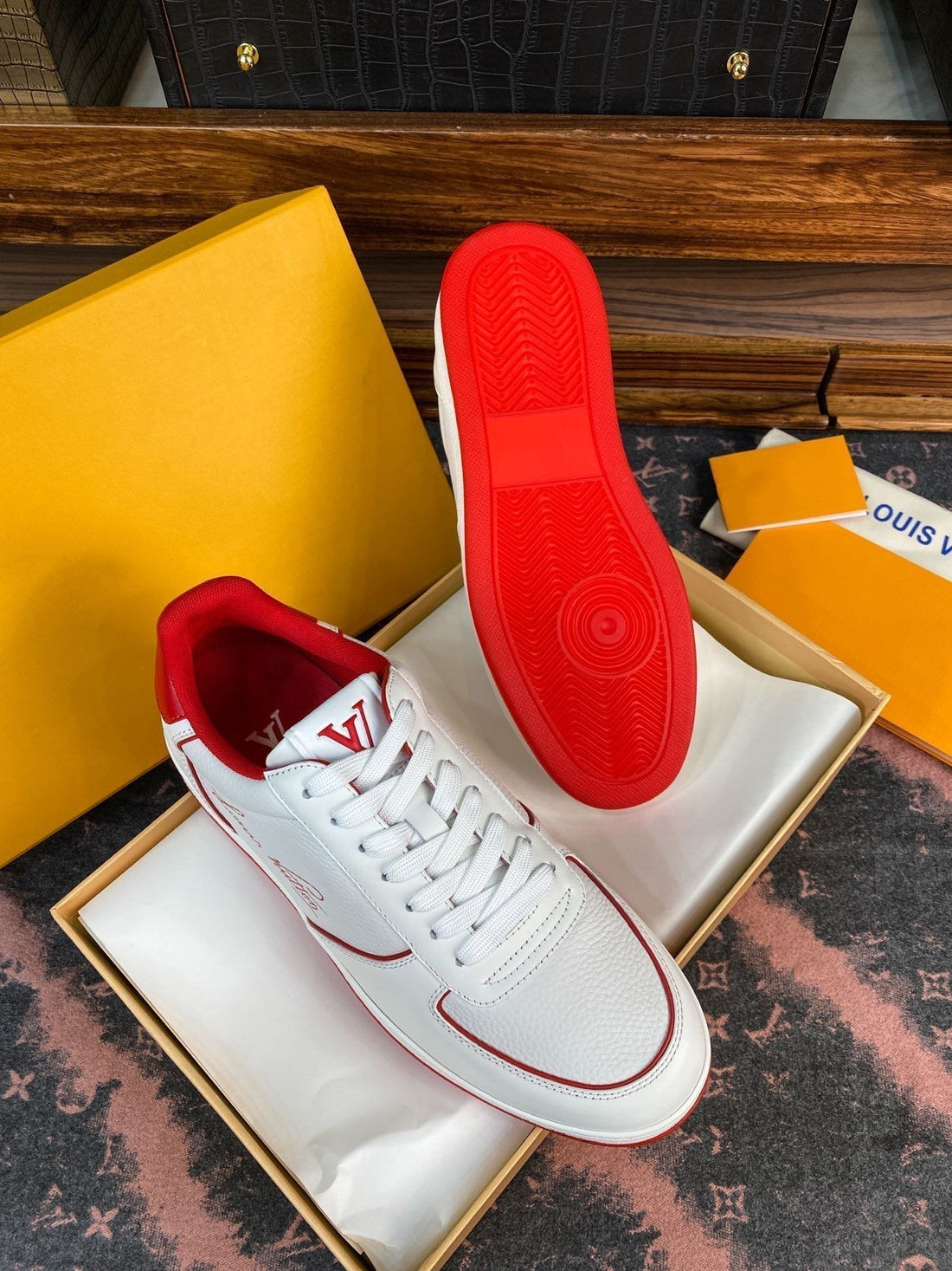 LV Rivoli Fat Sneaker White Red
