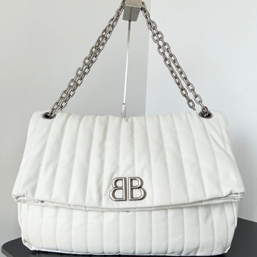 Monaco Bag 43 In White Quilted Thin Calfskin Silver Hardware