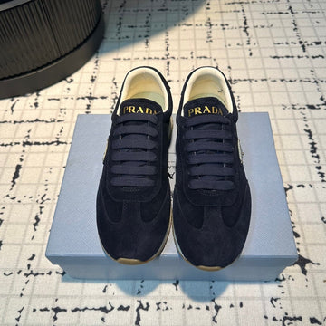 Pra Triangle Logo Sneakers Dark Blue Suede
