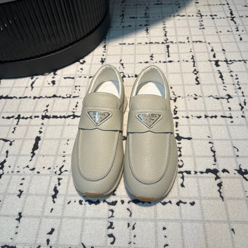 Pra Sporty Style Loafers Light Gray Calfskin