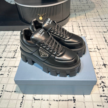 Pra Monolith Brushed Lace-Up Shoes Black Lambskin
