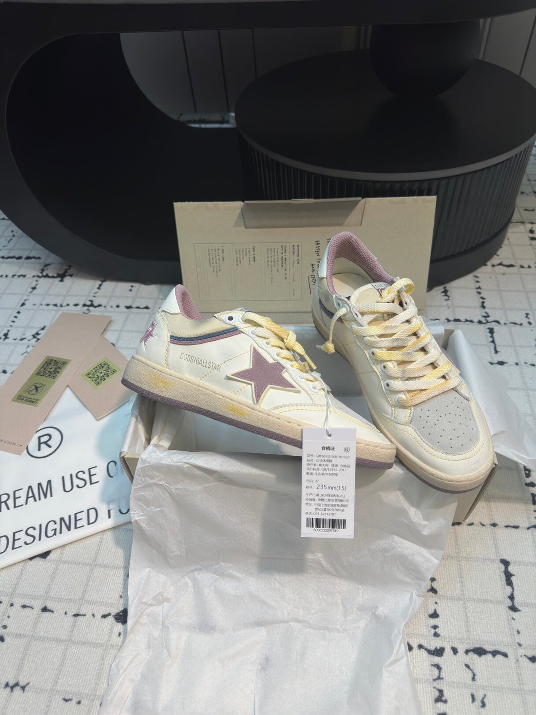 Ball Star Sneakers White Calfskin With Hurricane Purple Star
