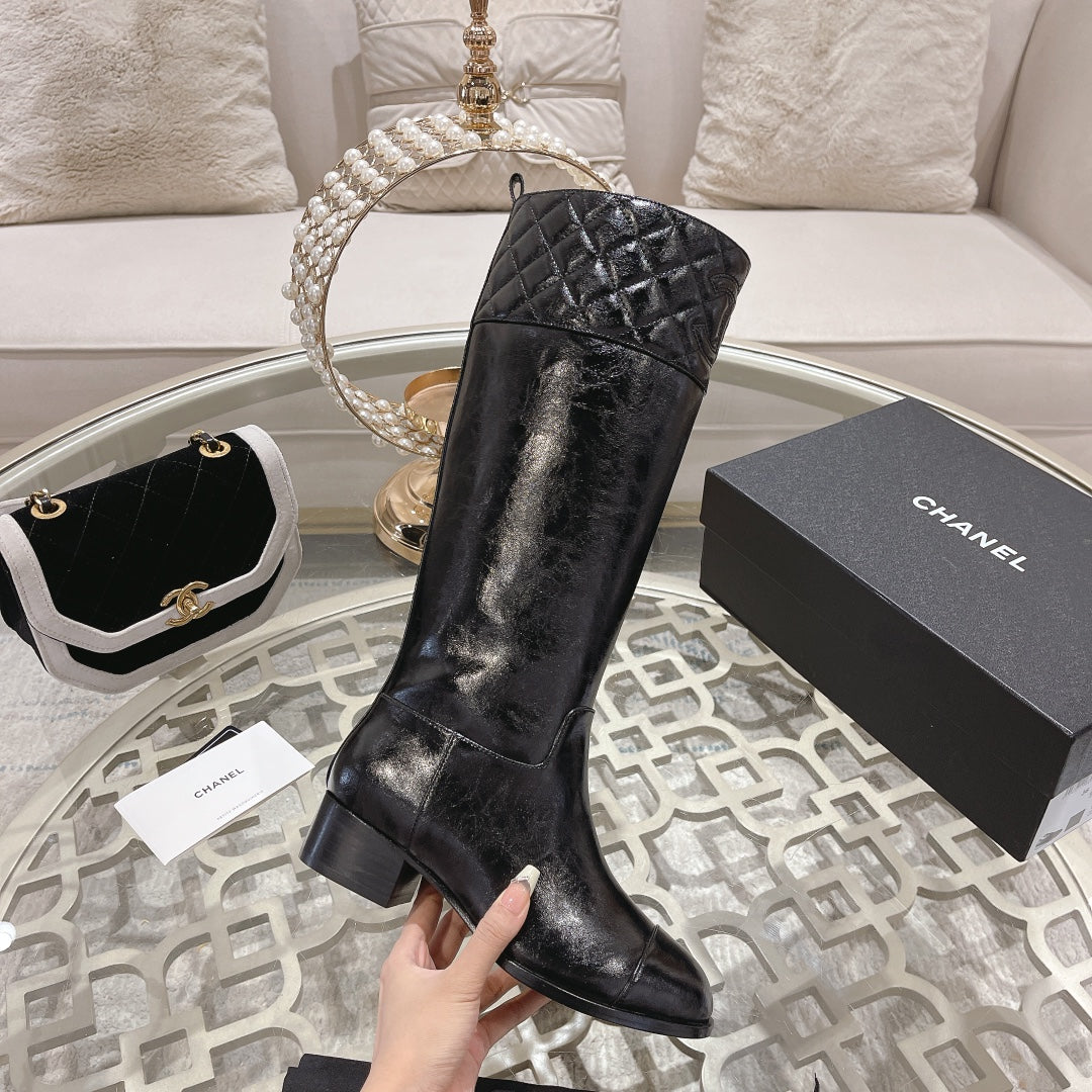 CC High Boots 35MM In Black Glossy Cowhide 943257
