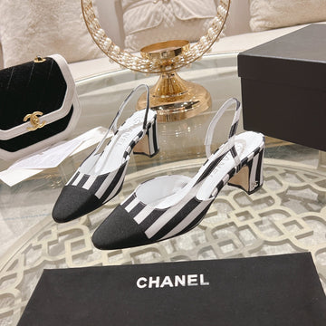 CC High Slingback In White Mix Black Fabric