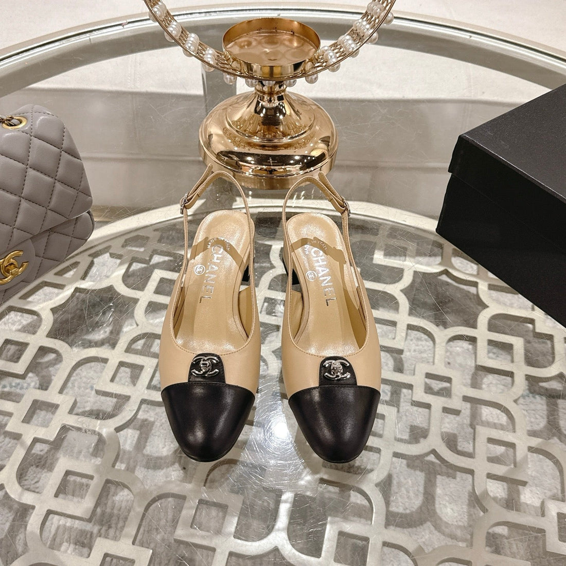 CC 25SS Slingbacks 35MM Beige Lambskin & Sheepskin 432607