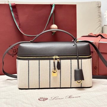 Lp Extra Pouch L27 Dark Brown Calfskin Linen 282227