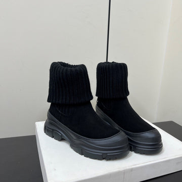 Brunello Cucinelli Ankle Boots Black Knitted Suede 619497