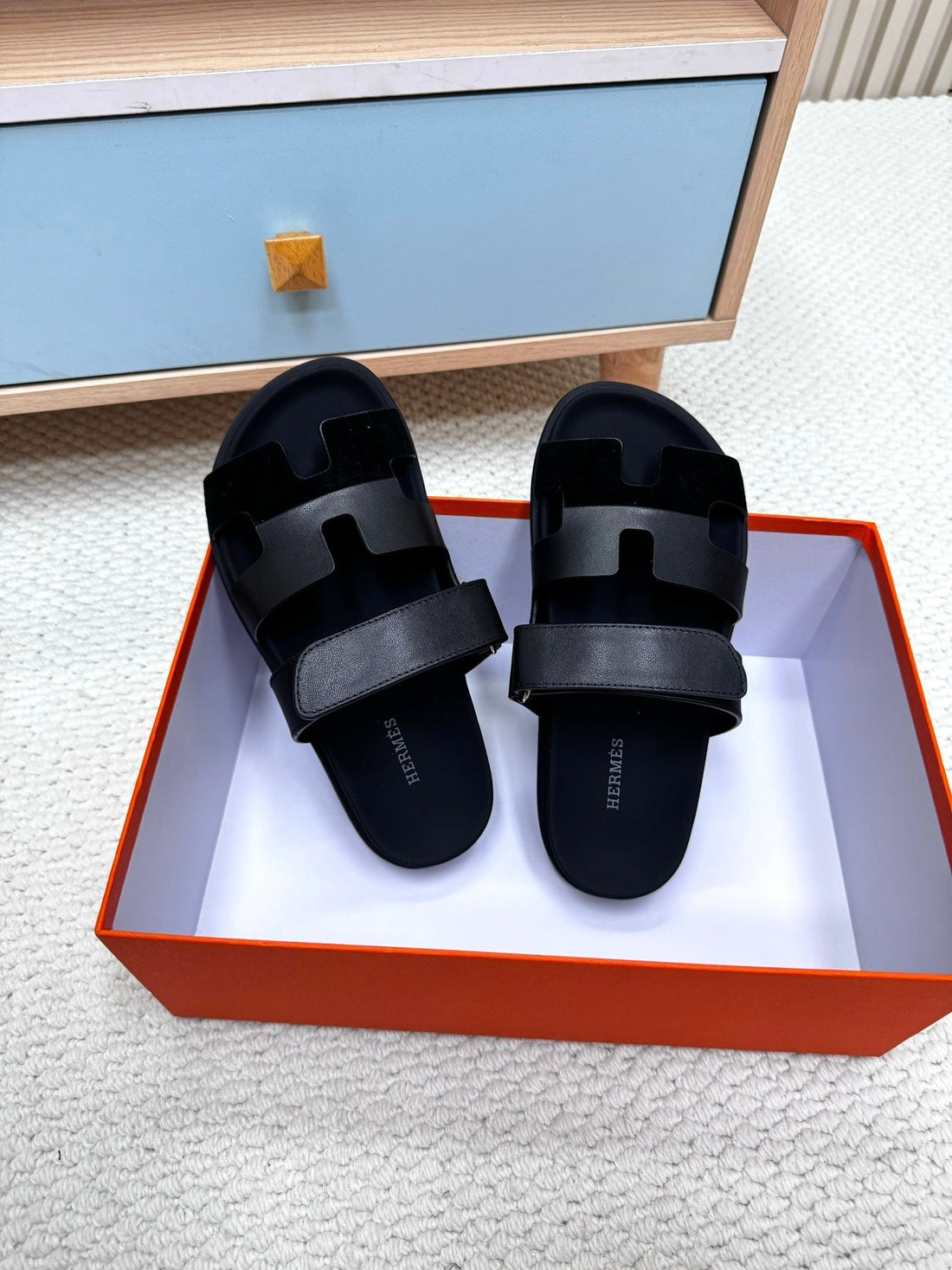 Hm Chypre Sandal In Black Cowhide And Suede 968869