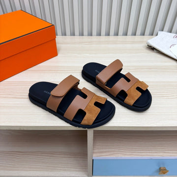 Hm Chypre Sandal In Brown Mix Black Cowhide And Suede 968870