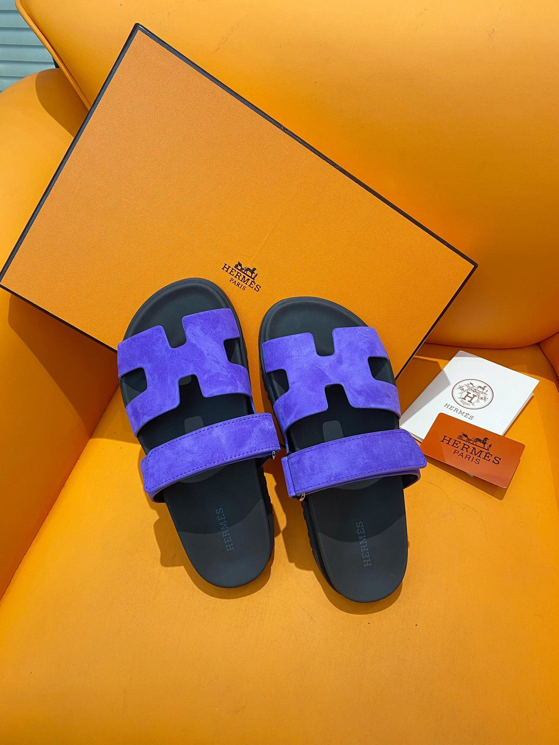 Chypre Sandal Purple Suede Black Calfskin
