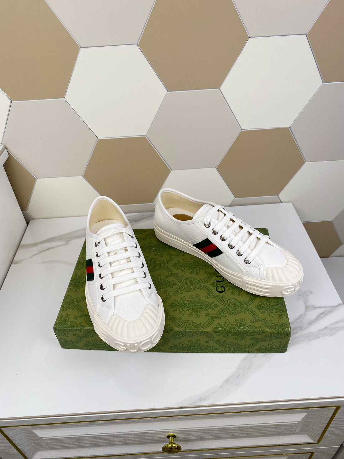 GG Julio Sneaker With Web White Canvas
