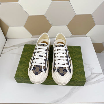 GG Julio Sneaker With Web Navy Patterned Canvas