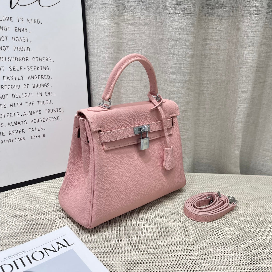 HM Kelly 25CM Pastel Pink Togo Leather Silver Hardware