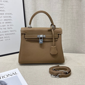 HM Kelly 25CM Etoupe Togo Leather Silver Hardware