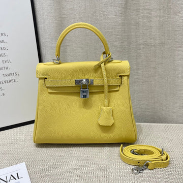 HM Kelly 25CM Lime Togo Leather Silver Hardware