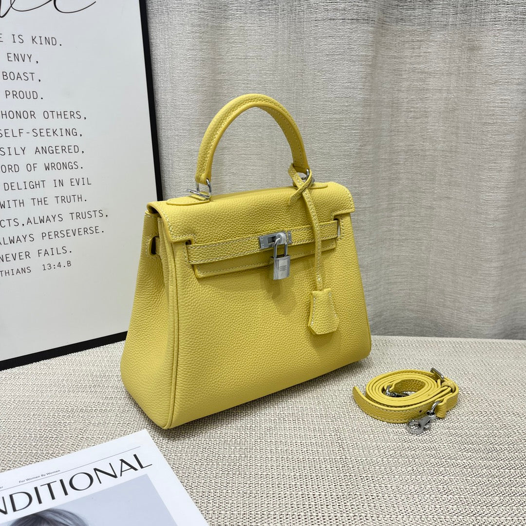 HM Kelly 25CM Lime Togo Leather Silver Hardware