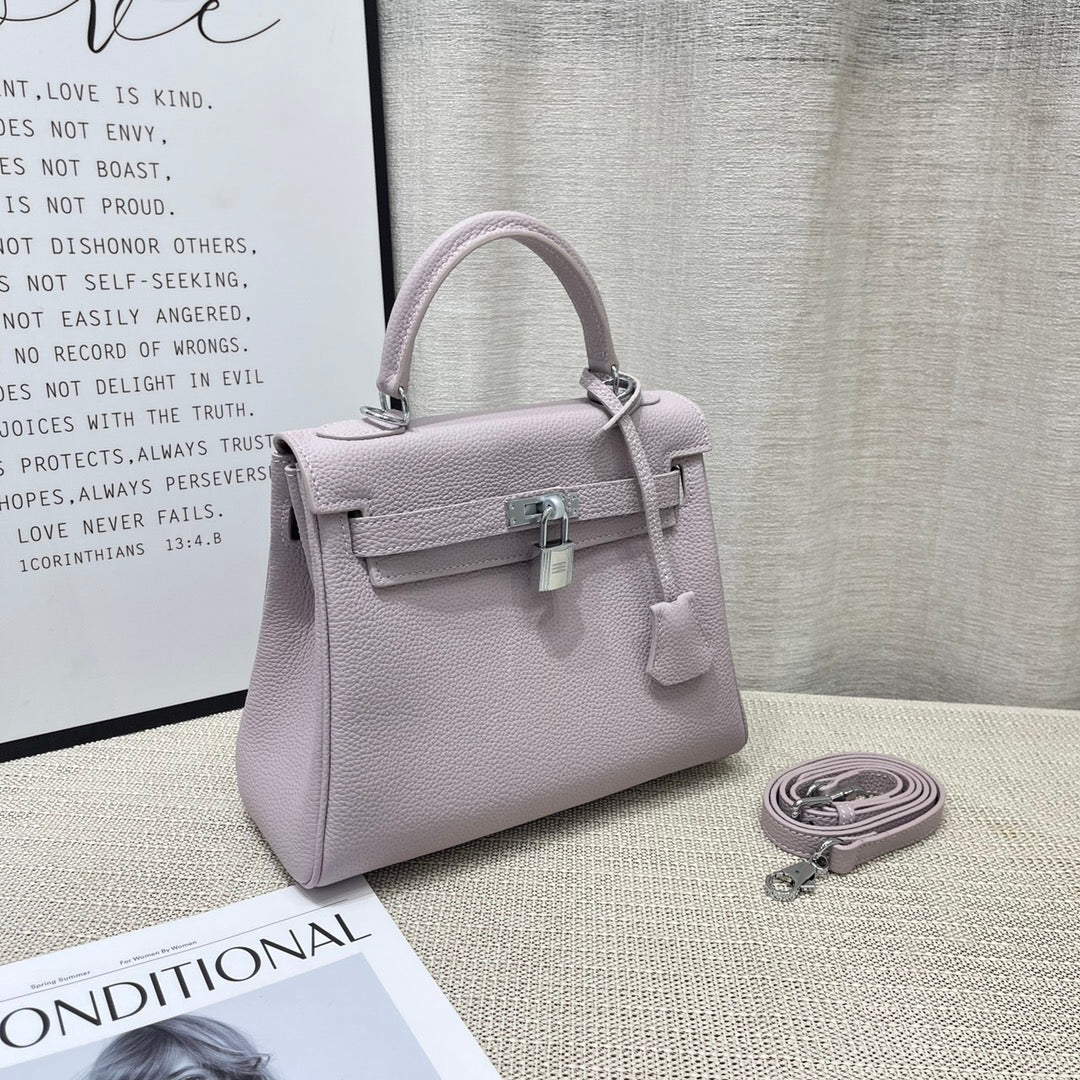 HM Kelly 25CM Mauve Pale Pink Togo Leather Silver Hardware