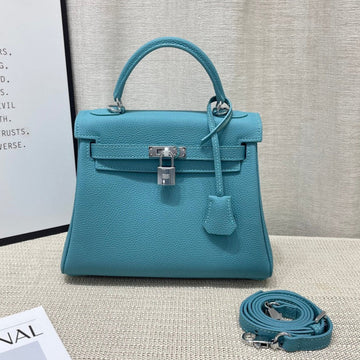 HM Kelly 25CM Retourne Turquoise Togo Leather Silver Hardware