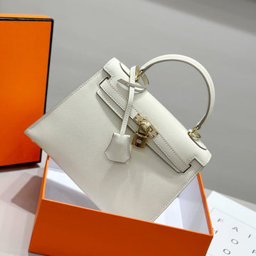 HM Kelly 25CM Cream Epsom Leather Gold Hardware