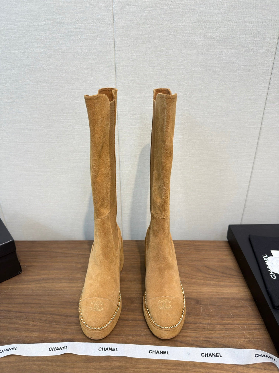 Chanel High Boot Camel Suede 465608