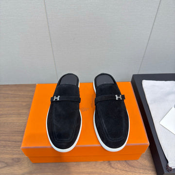 Hm 25S Like Mule Charcoal Blue Suede Rubber 465662