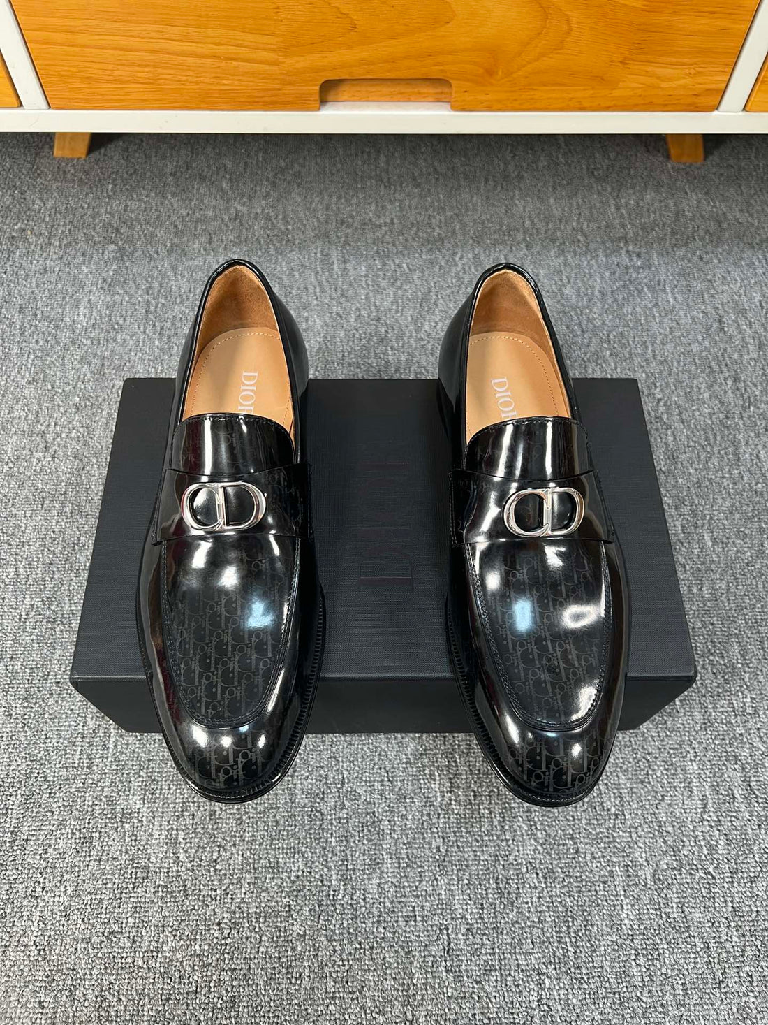 CD Symbol Granville Loafer Glossy Black Monogram Lambskin