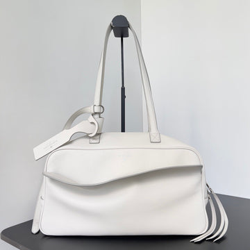 Balenciaga Carrie Bowling Ball Bag White Lambskin