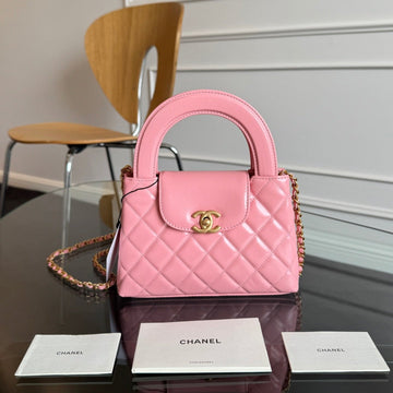 Kelly Shopping Bag 19 In Salmon Pink Calfskin Gold Hardware