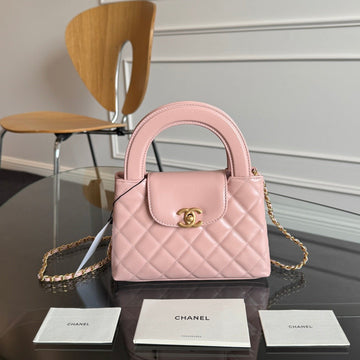 Kelly Shopping Bag 19 In Light Pink Calfskin Gold Hardware