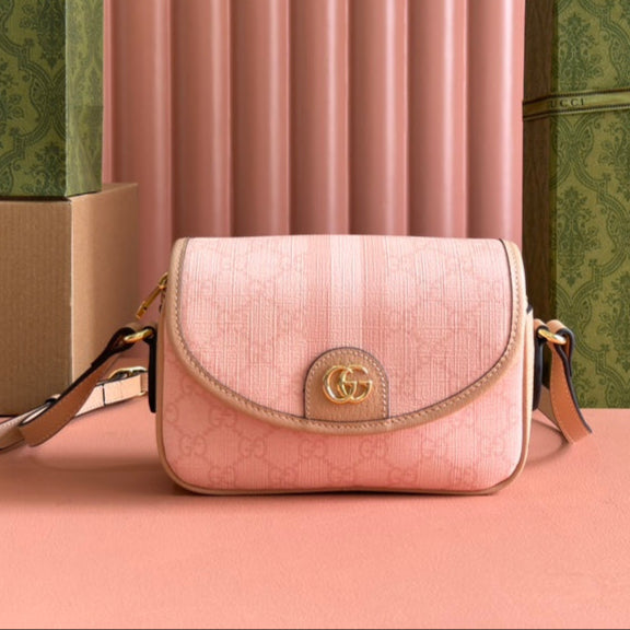 Gucci Ophidia 19CM Bag Pink Canvas 239919