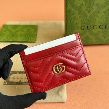 Marmont Quilted Card Holder 10 In Red Calfskin