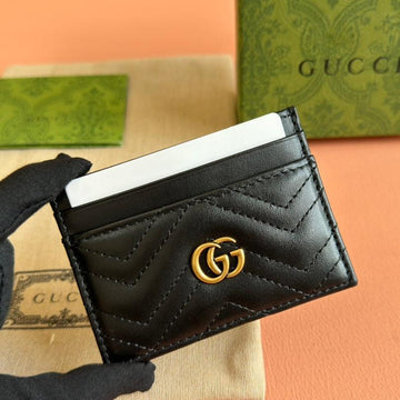 Marmont Quilted Card Holder 10 In Black Calfskin
