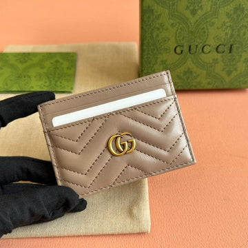 Marmont Quilted Card Holder 10 In Milk Tea Calfskin