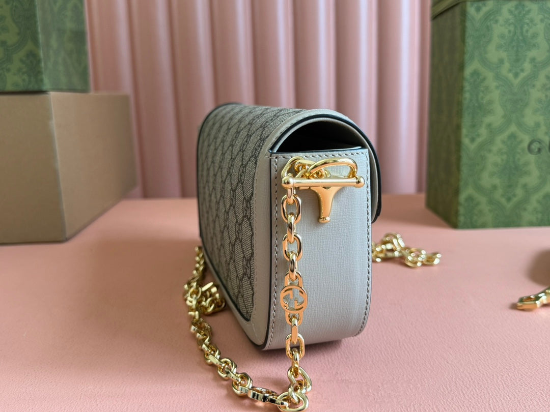 Gucci Horsebit 1995 Bag Ebony Mix Beige Canvas 244275