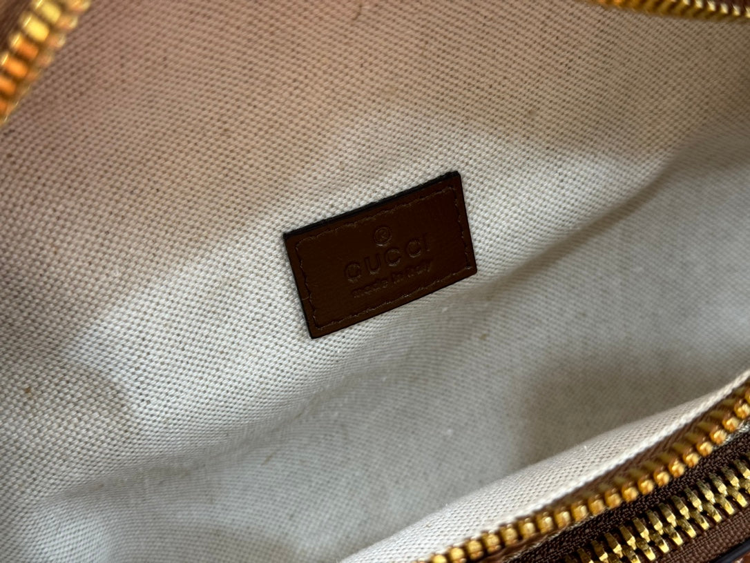 Gucci Interlocking G Belt Bag Brown Mix Ebony Leather Canvas 248164