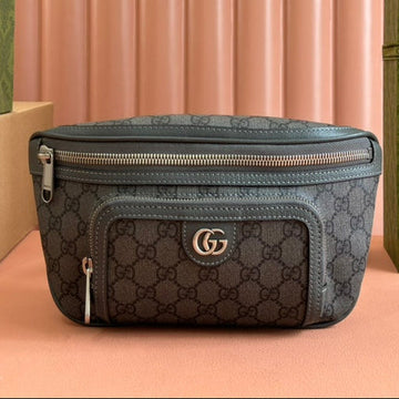 Gucci Interlocking G Belt Bag Gray Leather Canvas 248165