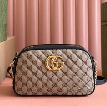 Gucci Marmont Bag 24 Beige Mix Brown Canvas 240076