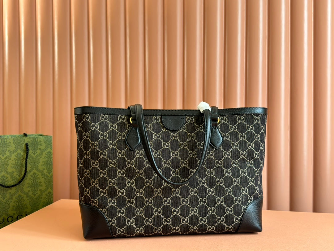Gucci Ophidia 38CM Bag Black Leather Canvas 244459