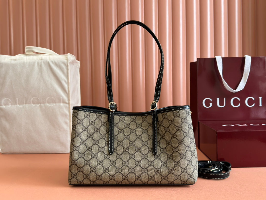 Gucci Ophidia 31CM Bag Ebony Black Canvas 248556